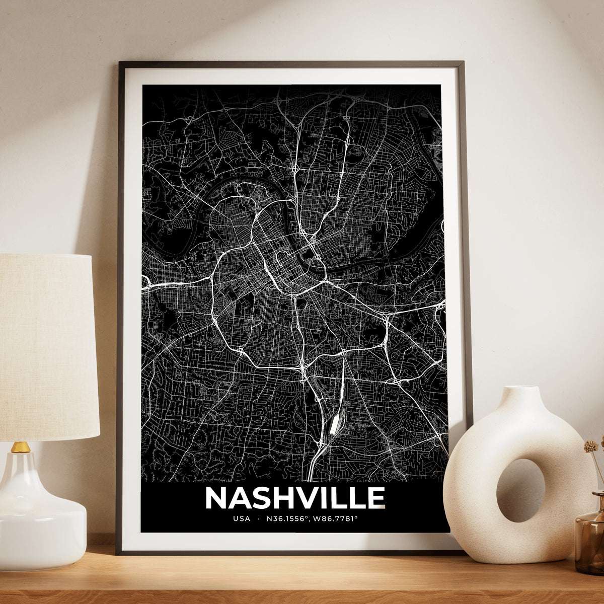 Nashville Elegant Map Poster