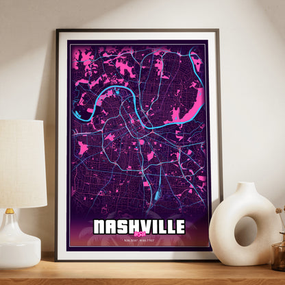 Nashville GTA Map Poster