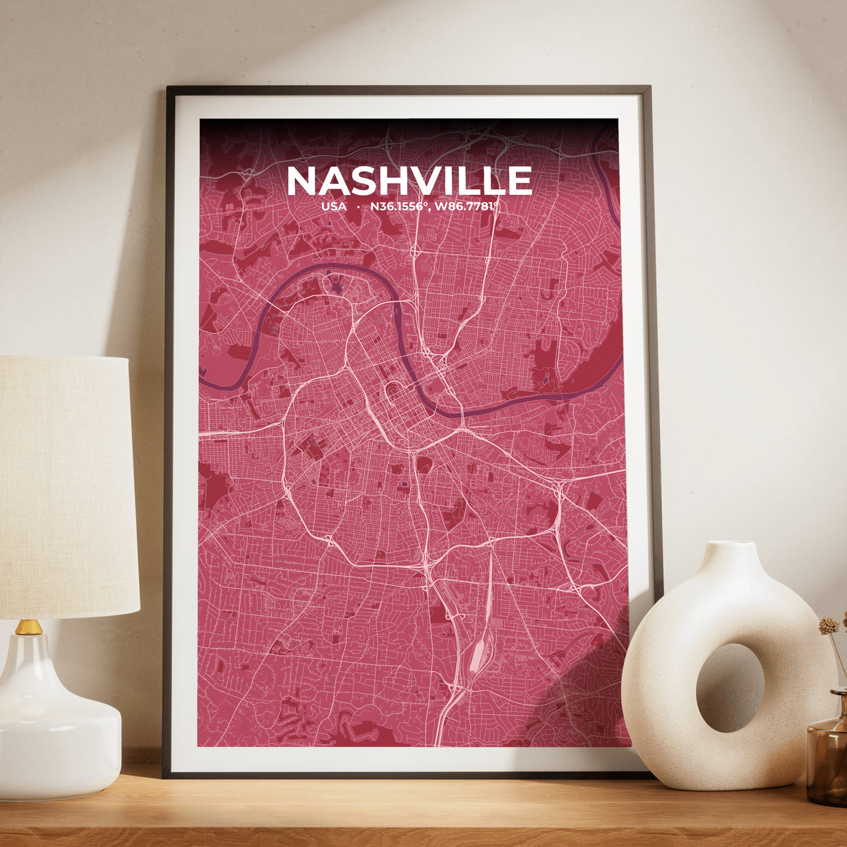 Nashville Scarlet Map Poster