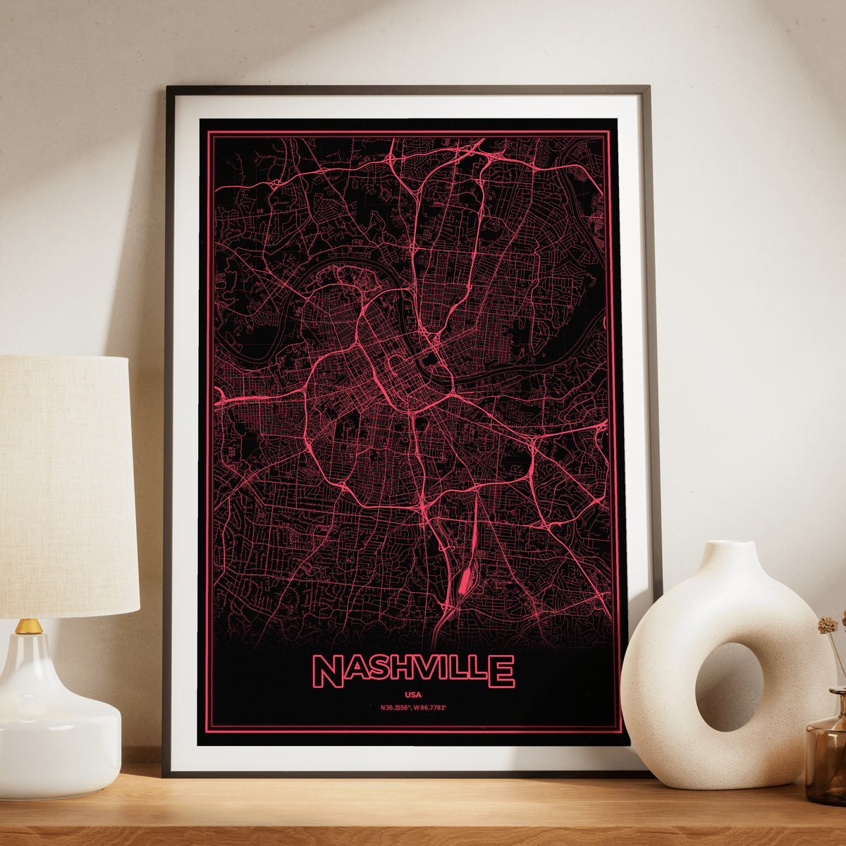 Nashville Phosphor Map Poster - System Alert
