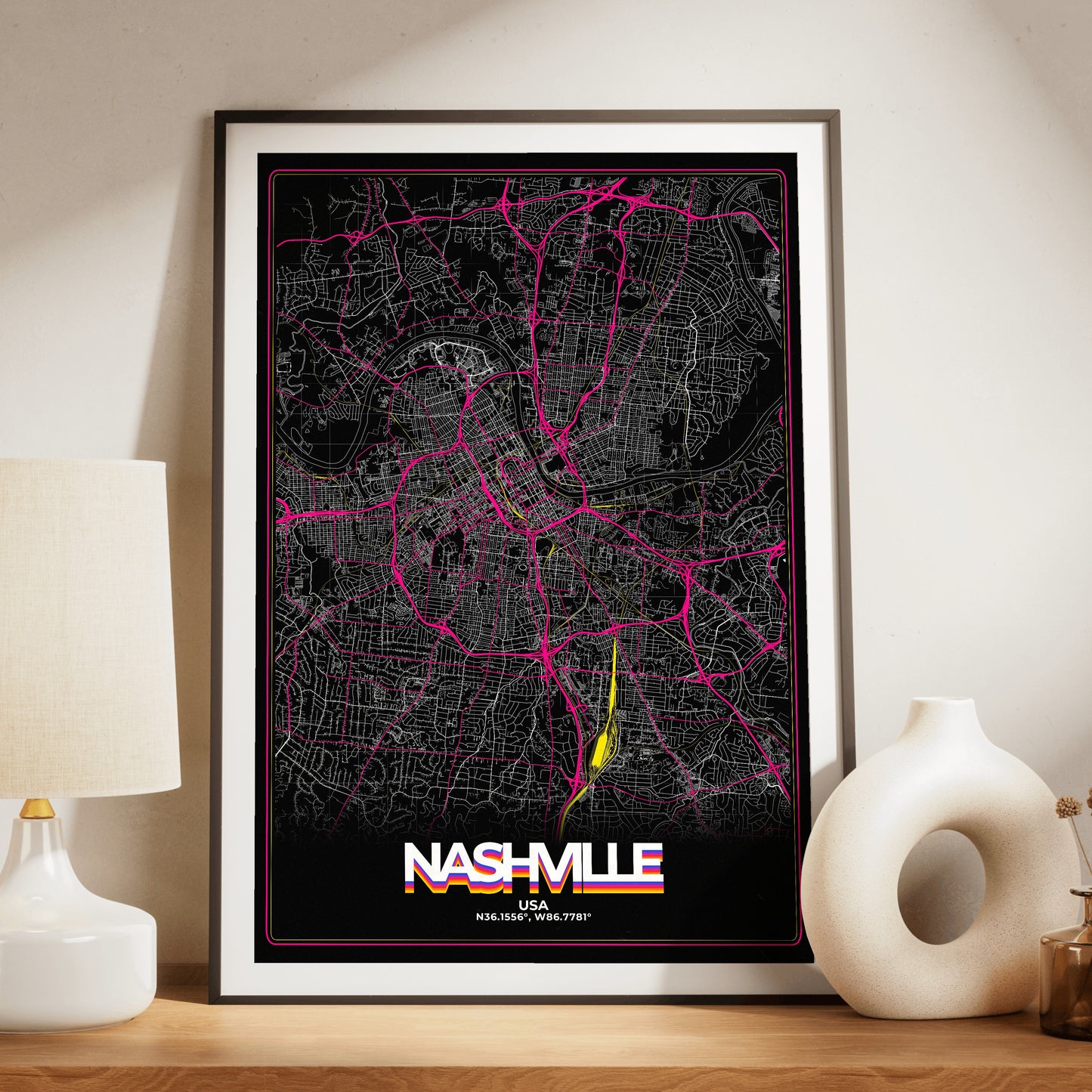 Nashville Retro Map Poster