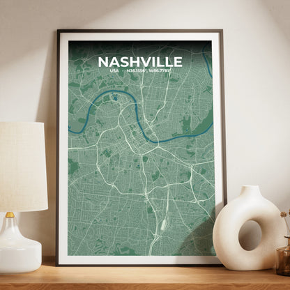Nashville Mist Map Poster