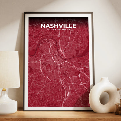 Nashville Garnet Map Poster