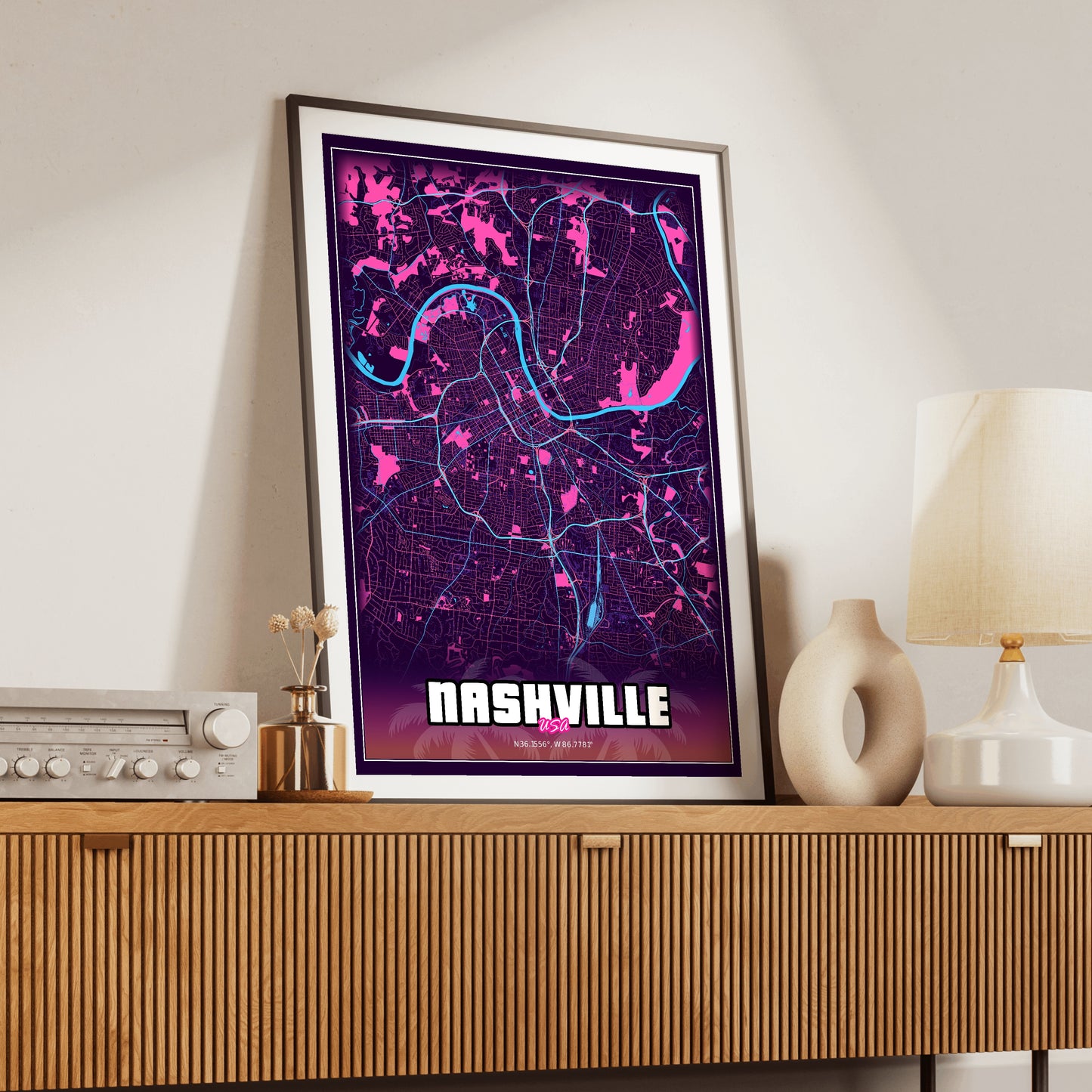 Nashville GTA Map Poster