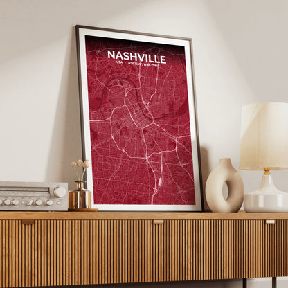 Nashville Garnet Map Poster