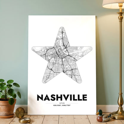 Nashville Star Map Poster