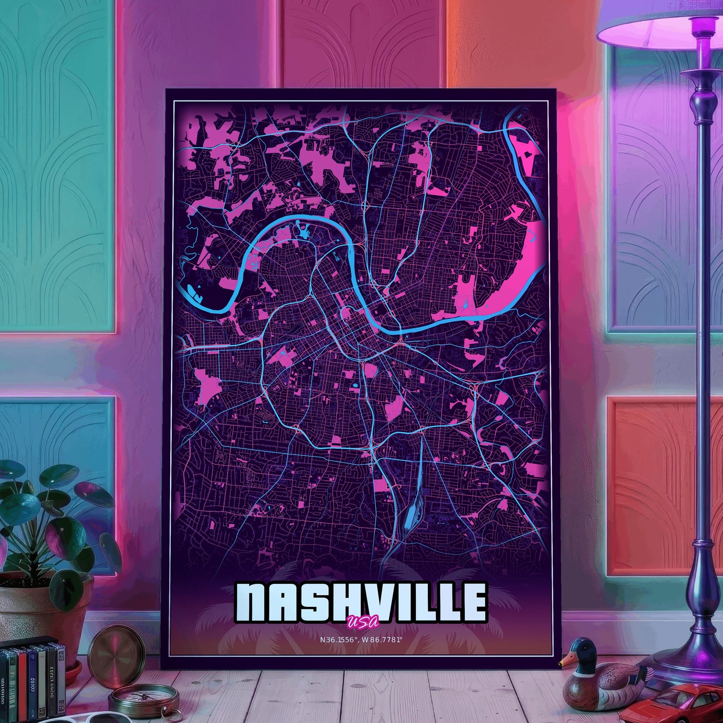 Nashville GTA Map Poster