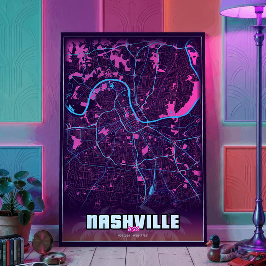 Nashville GTA Map Poster