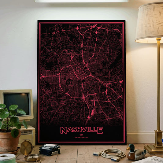 Nashville Phosphor Map Poster - System Alert