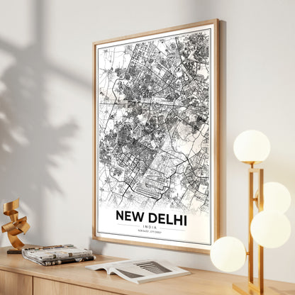 New Delhi Modern Map Poster