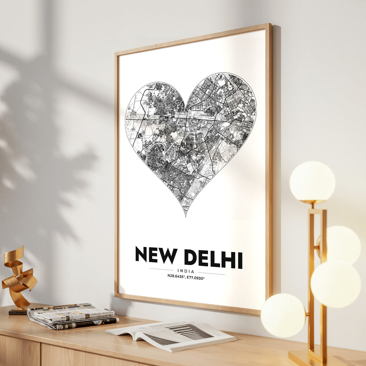 New Delhi Heart Map Poster