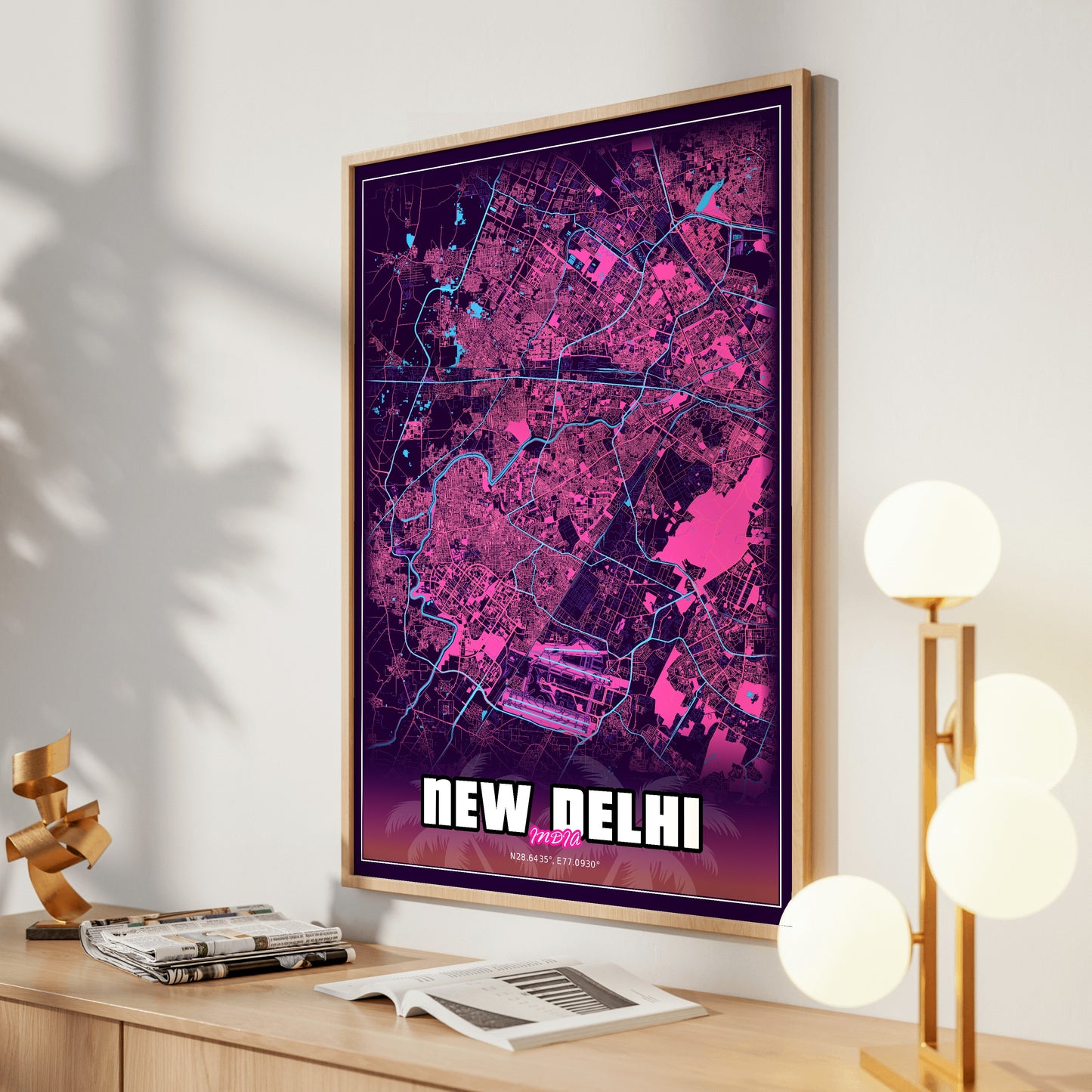New Delhi GTA Map Poster