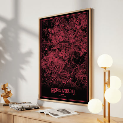 New Delhi Phosphor Map Poster - System Alert