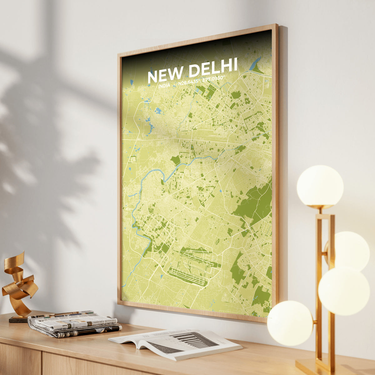 New Delhi Fern Map Poster