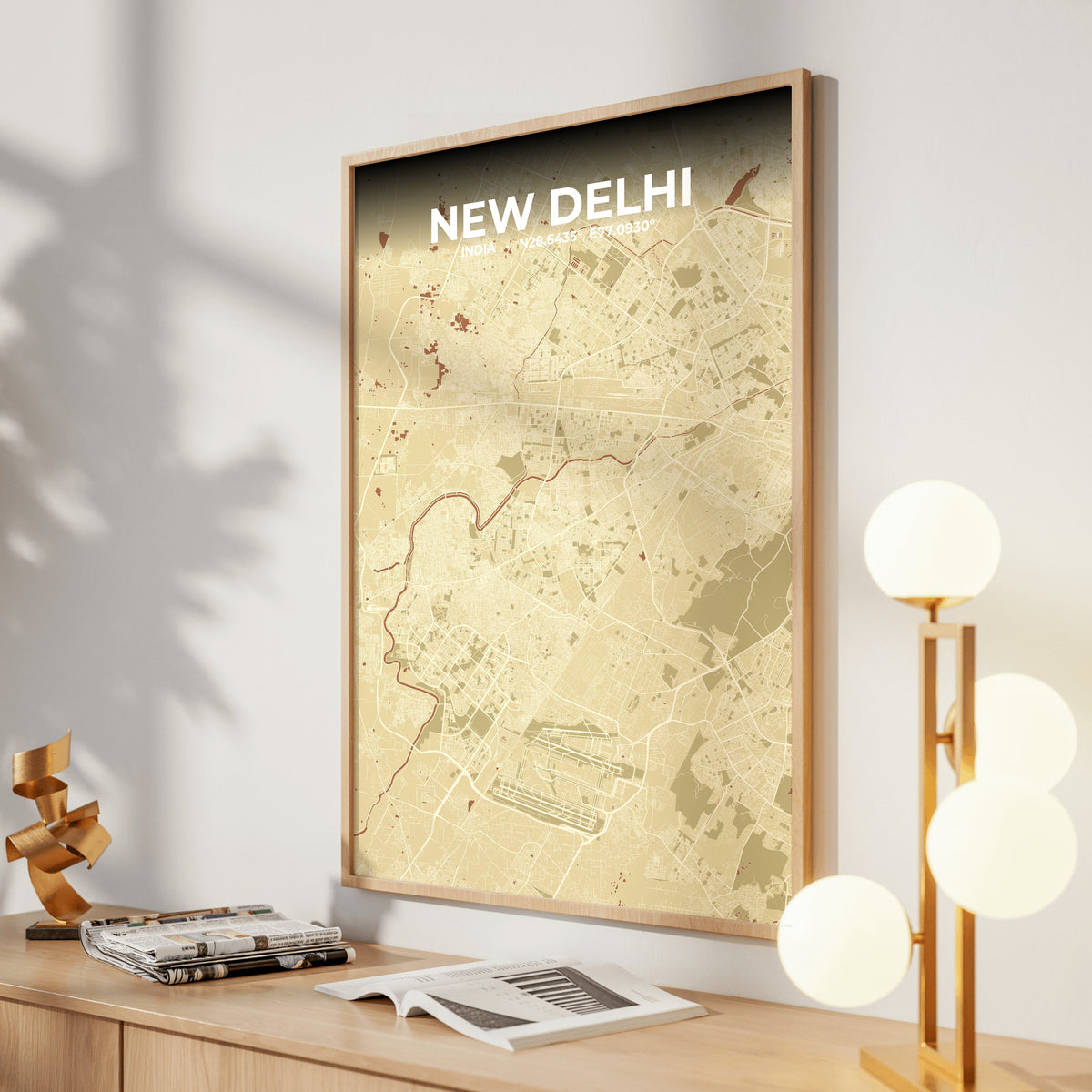 New Delhi Ember Map Poster
