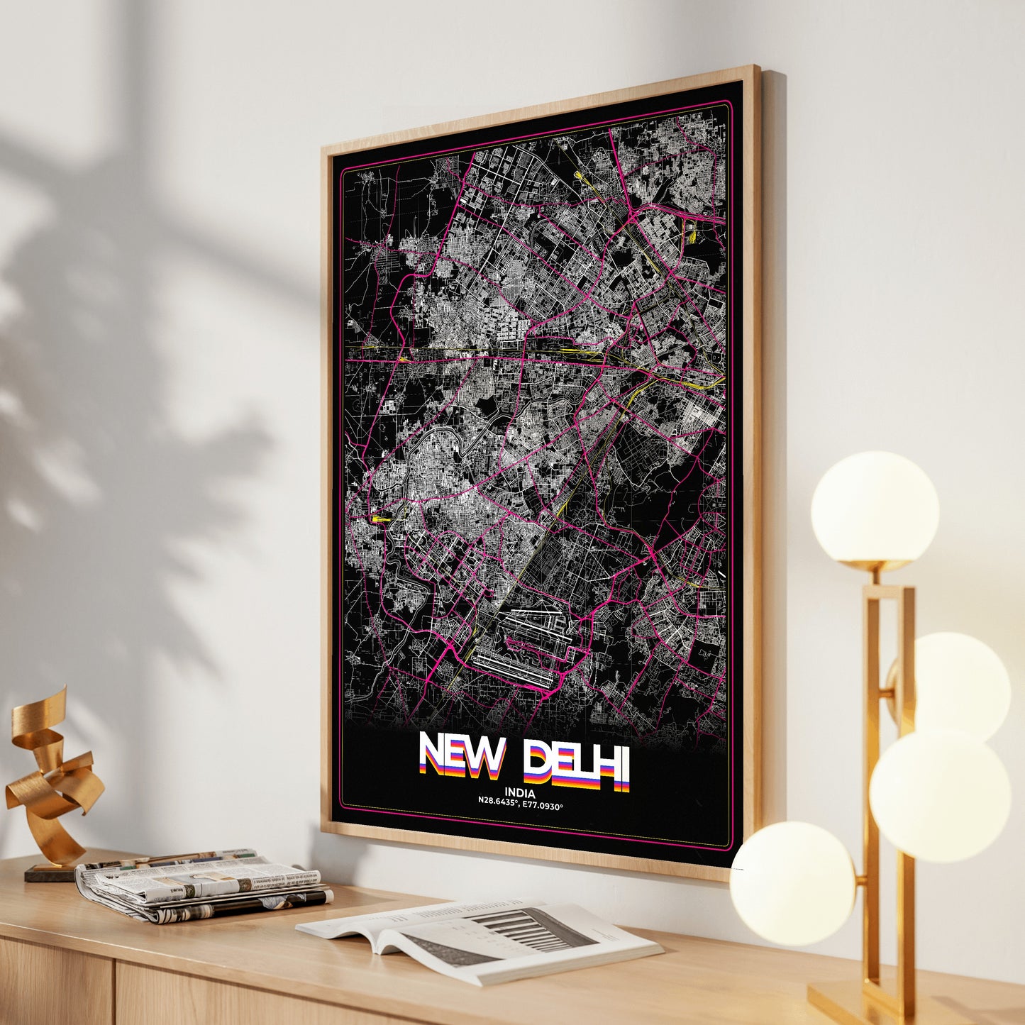 New Delhi Retro Map Poster