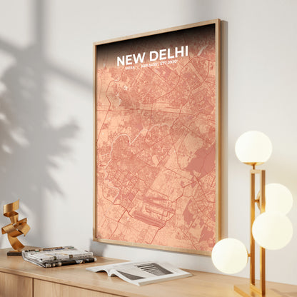 New Delhi Blush Map Poster