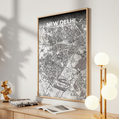 New Delhi Ash Map Poster