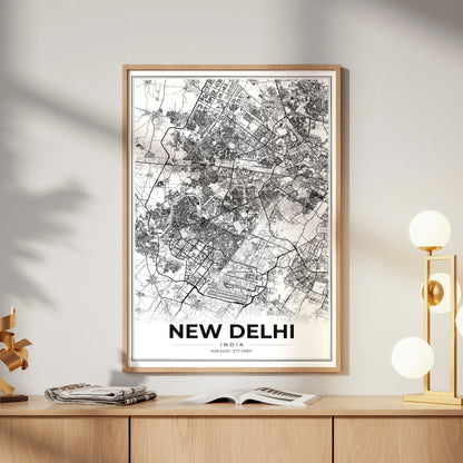 New Delhi Modern Map Poster