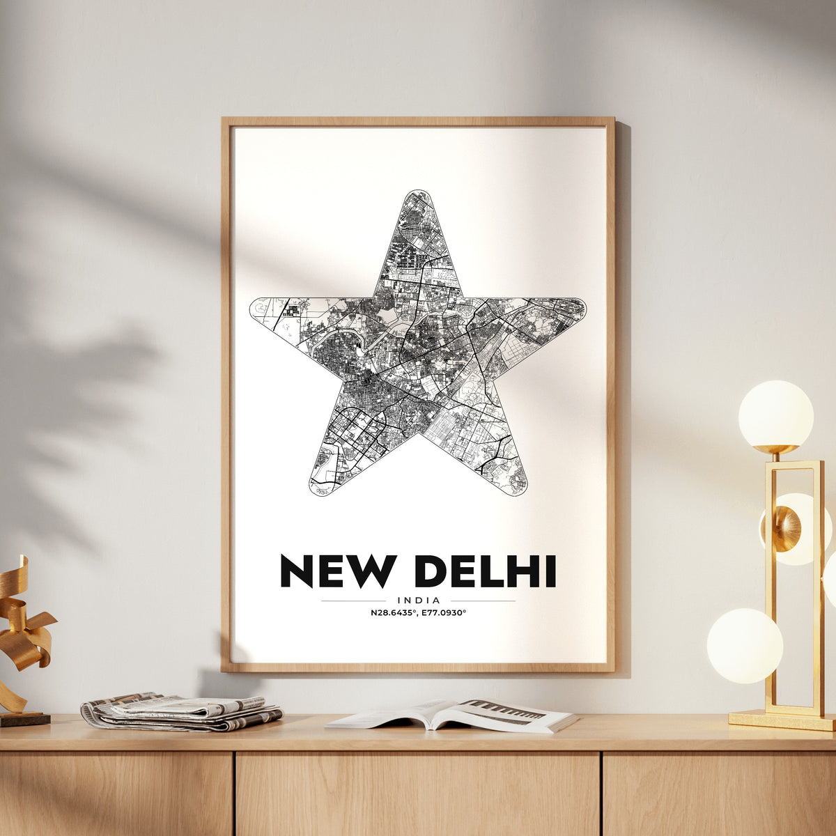 New Delhi Star Map Poster
