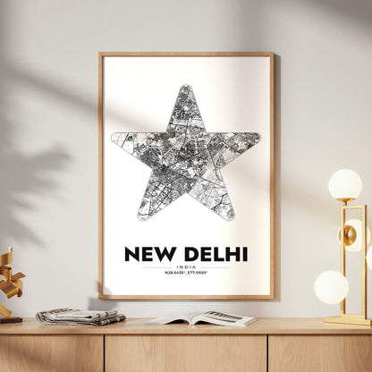 New Delhi Star Map Poster