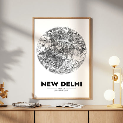 New Delhi Spot Map Poster