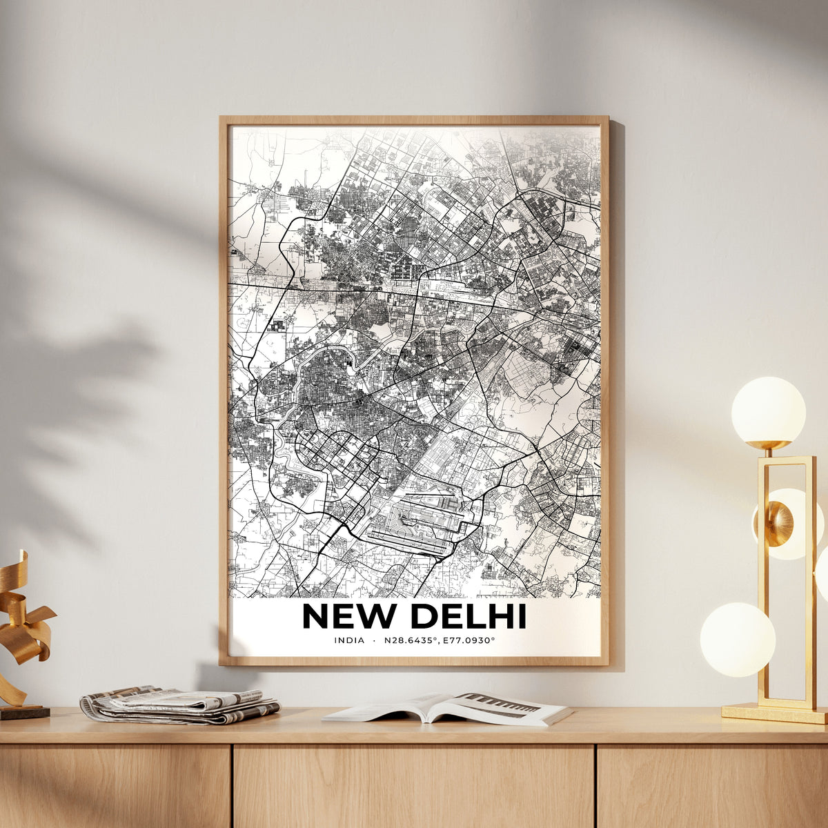 New Delhi Elegant Map Poster