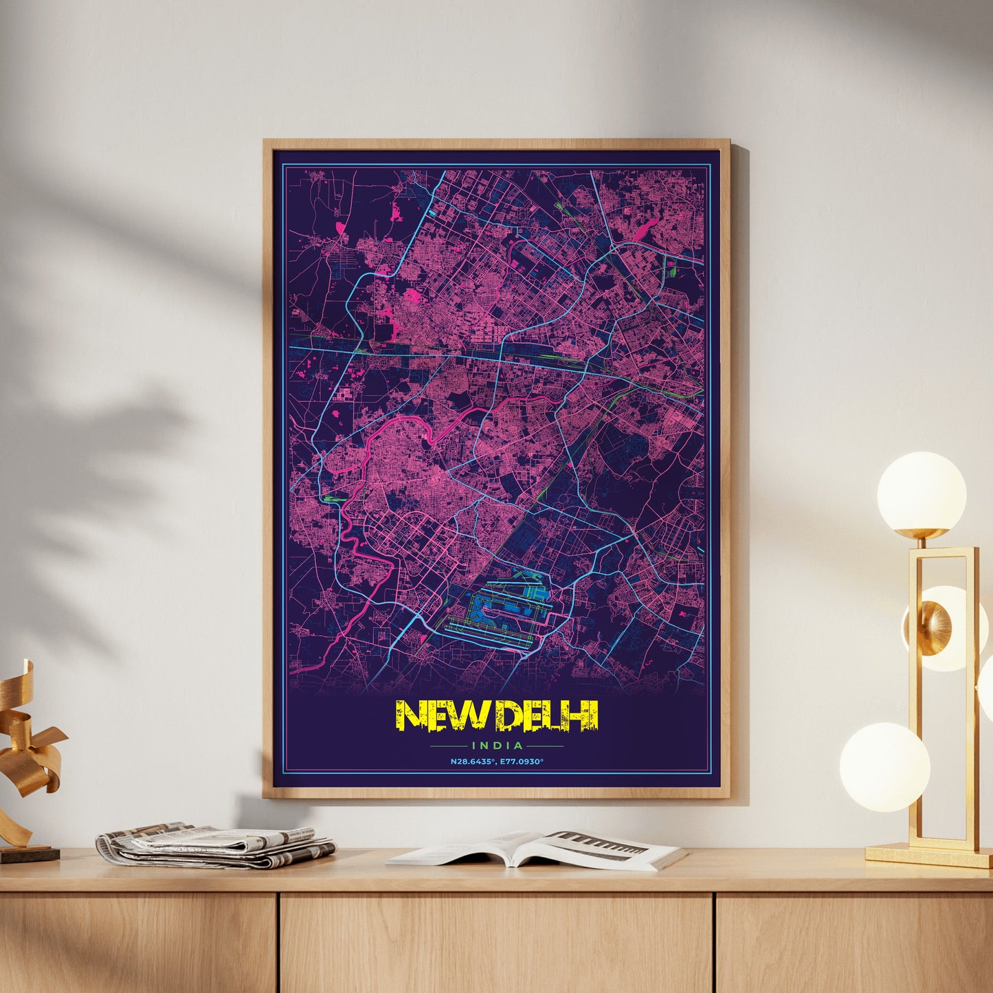 New Delhi Cyberpunk Map Poster