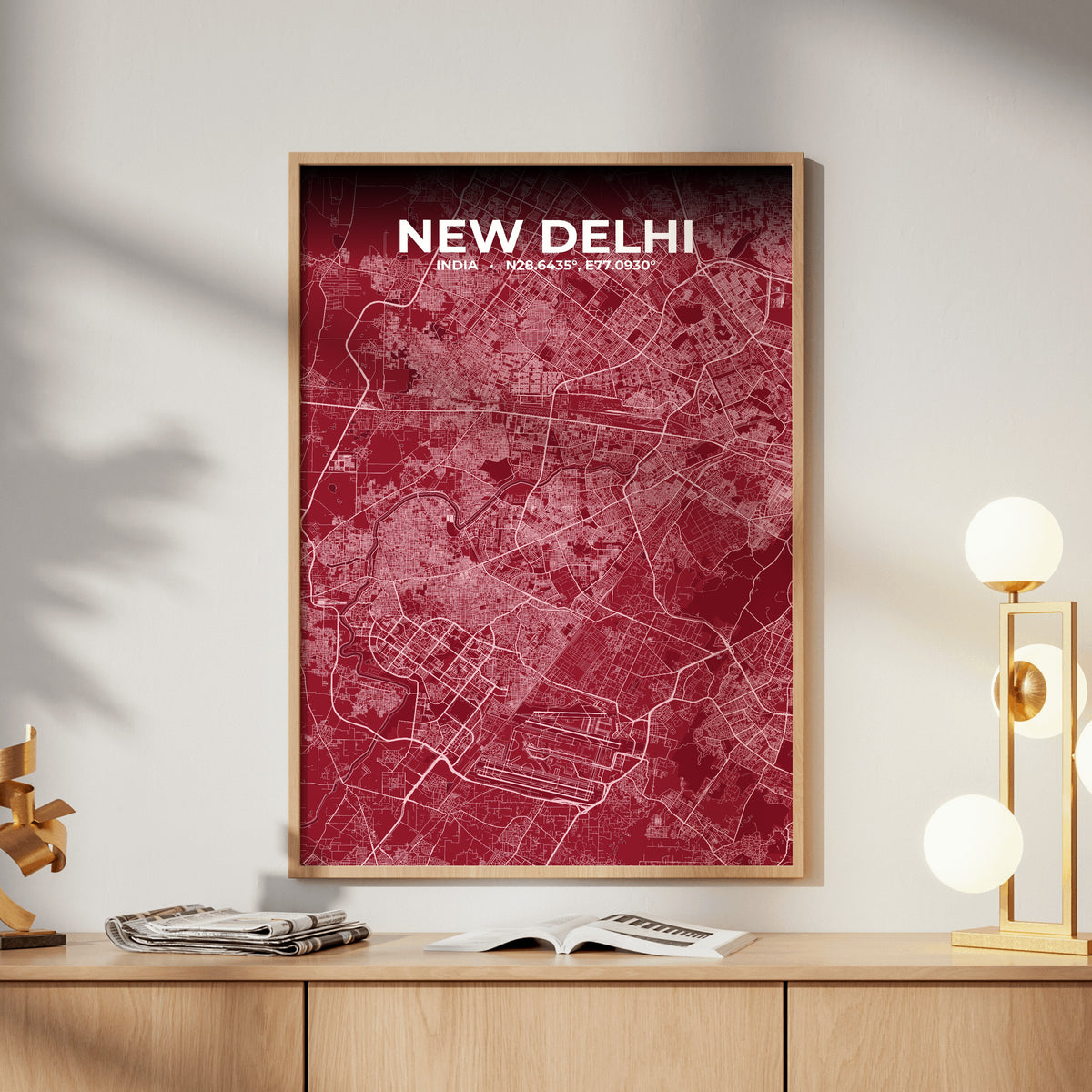 New Delhi Garnet Map Poster
