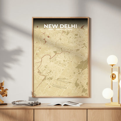 New Delhi Ember Map Poster