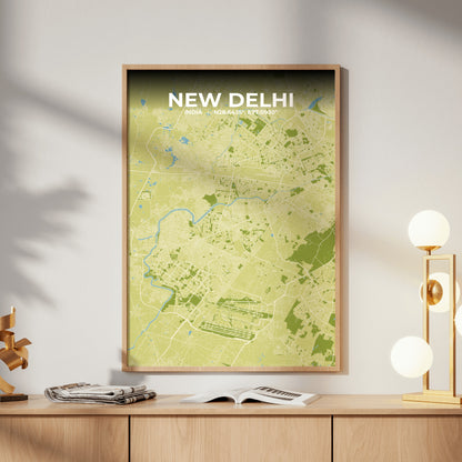 New Delhi Fern Map Poster