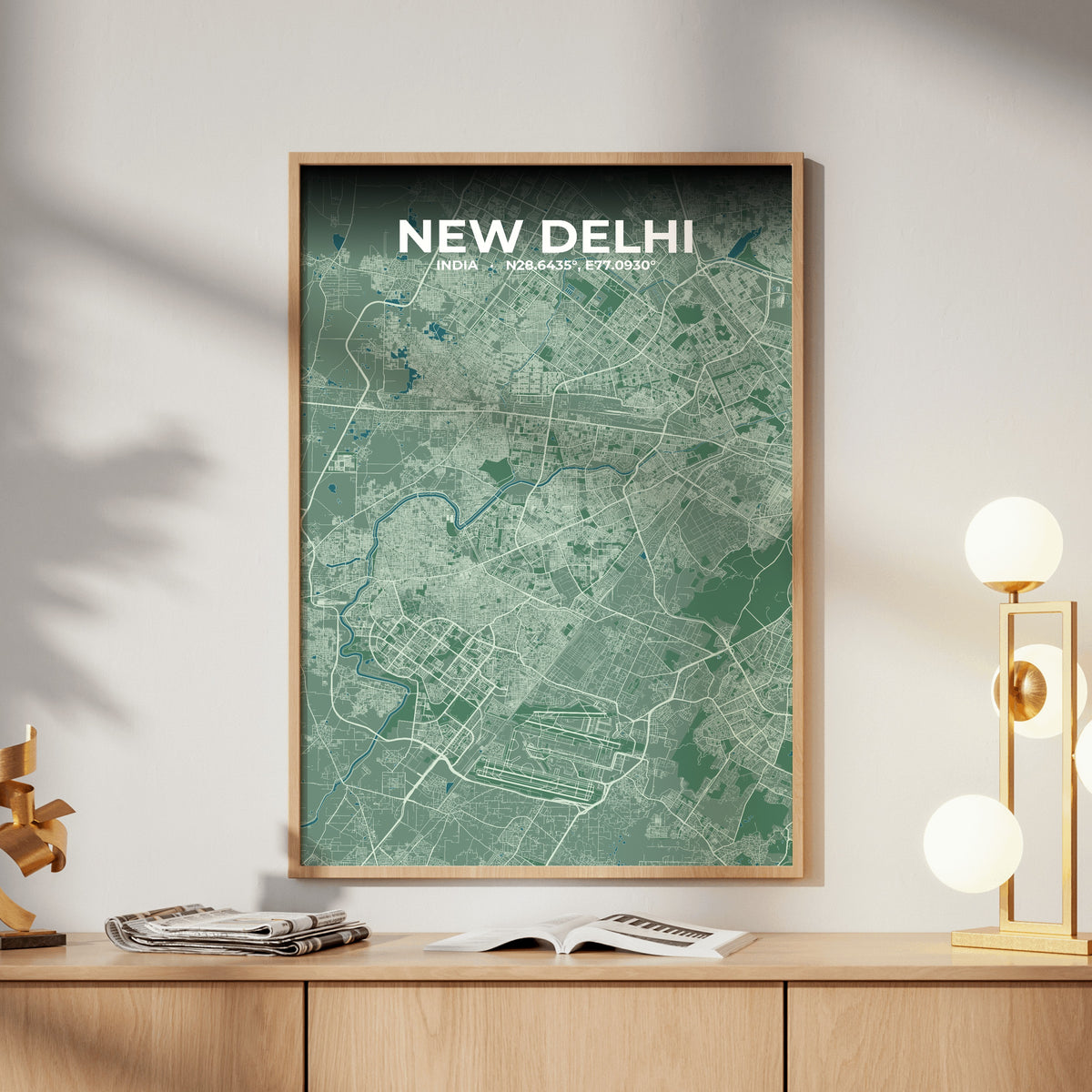 New Delhi Mist Map Poster