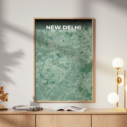 New Delhi Mist Map Poster