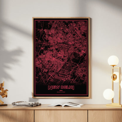 New Delhi Phosphor Map Poster - System Alert