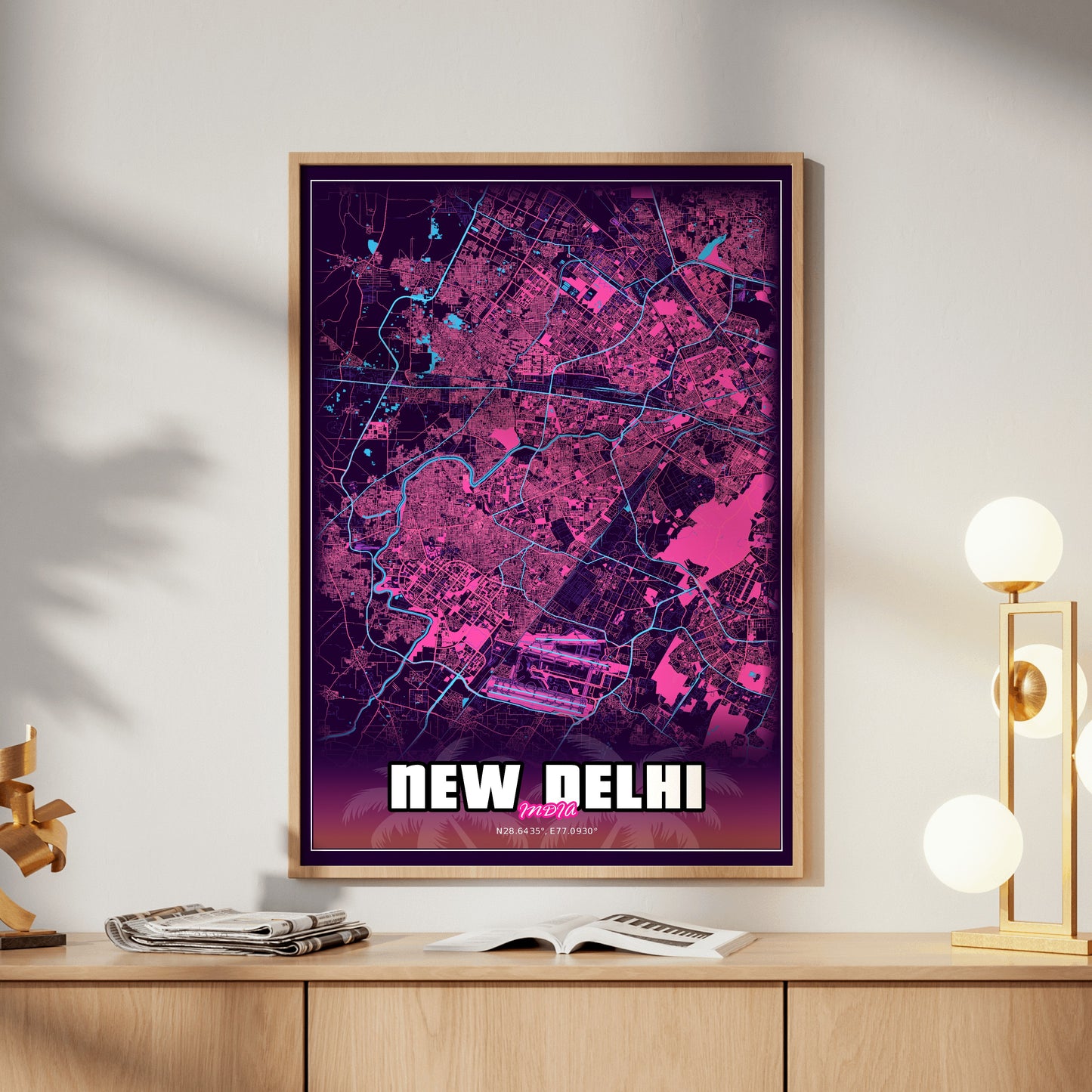 New Delhi GTA Map Poster