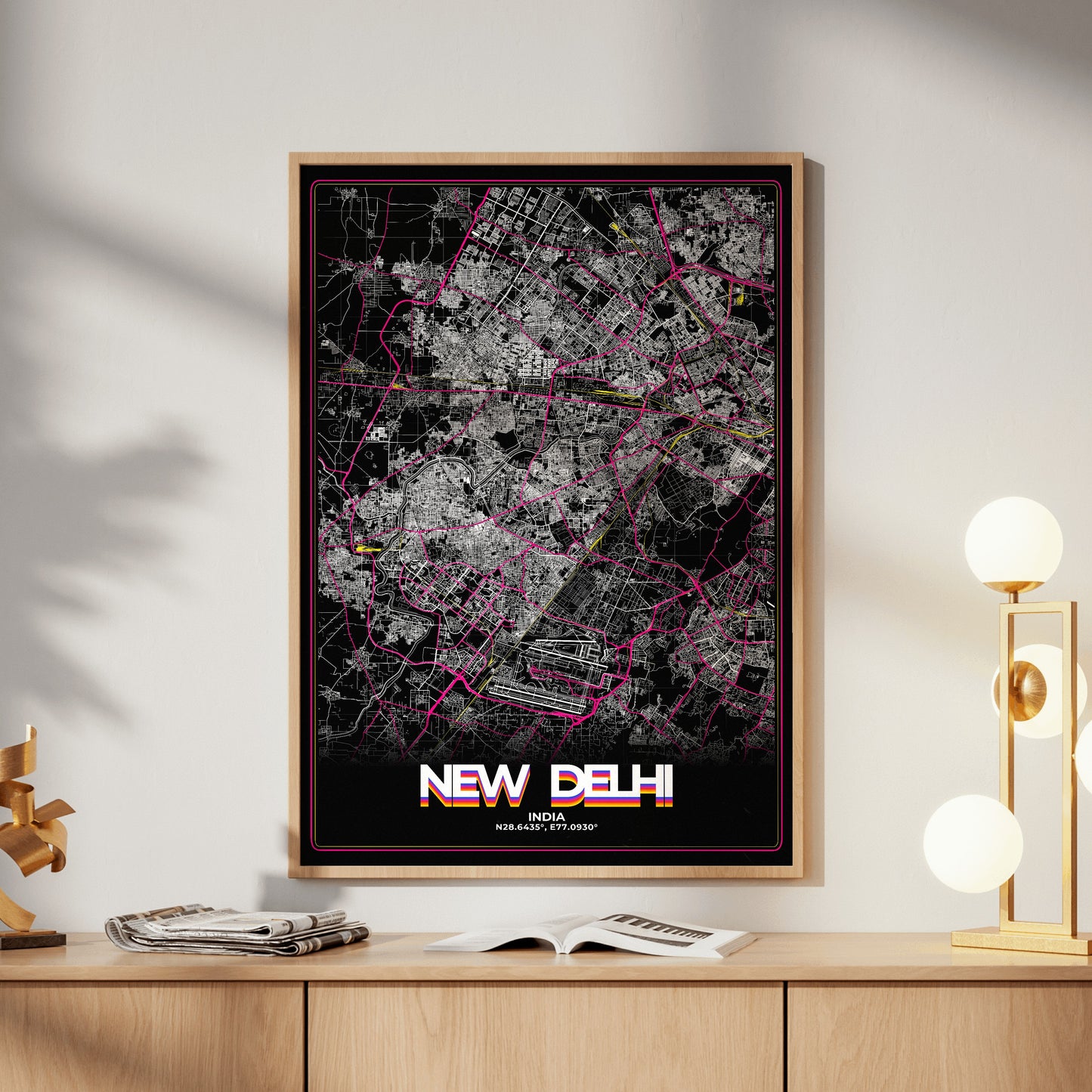 New Delhi Retro Map Poster