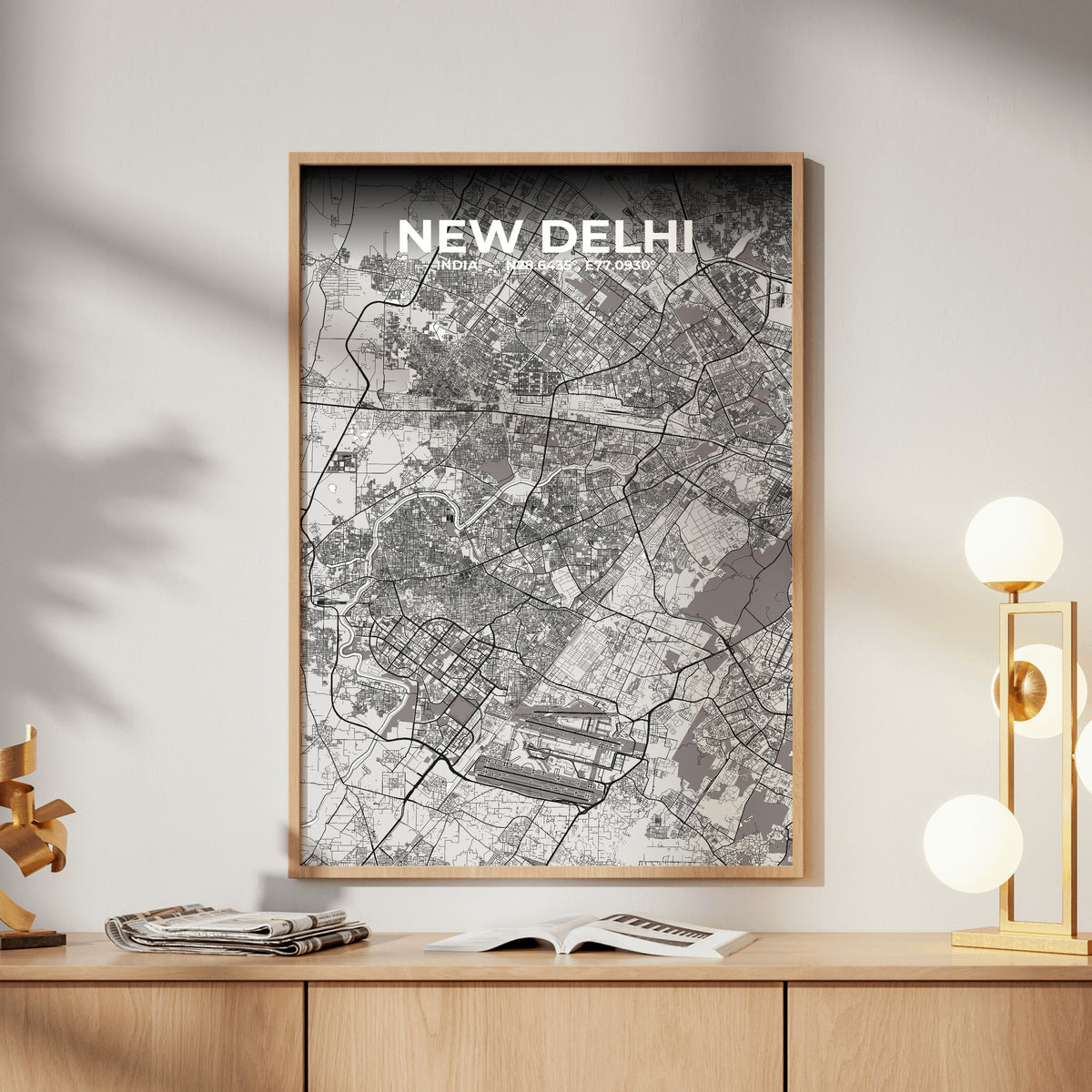 New Delhi Ash Map Poster