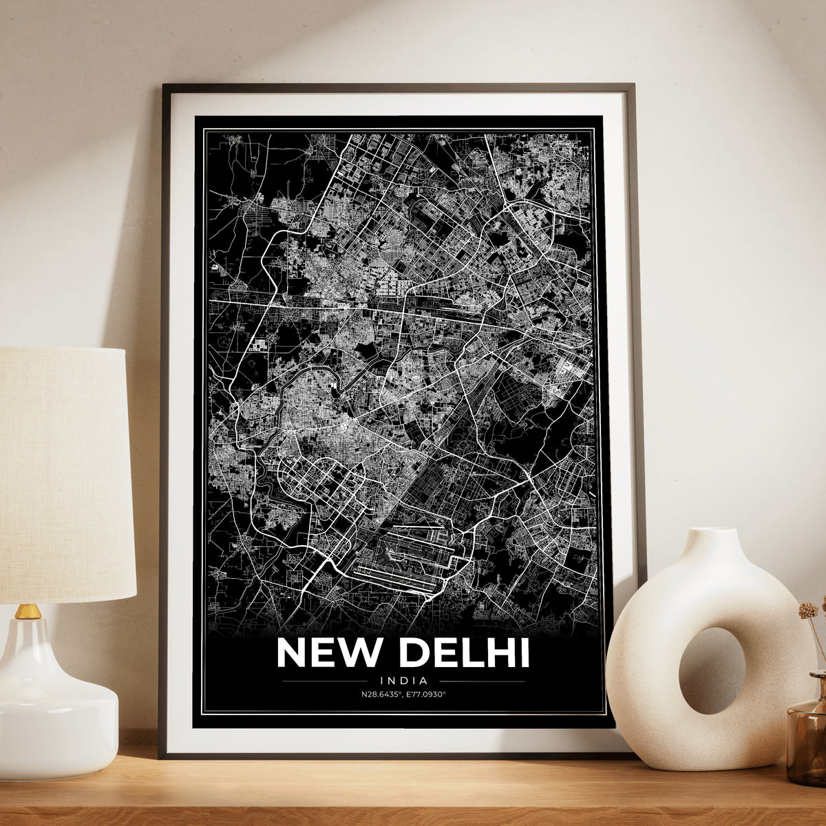 New Delhi Modern Map Poster