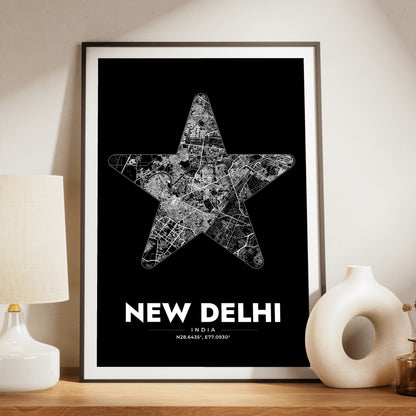 New Delhi Star Map Poster