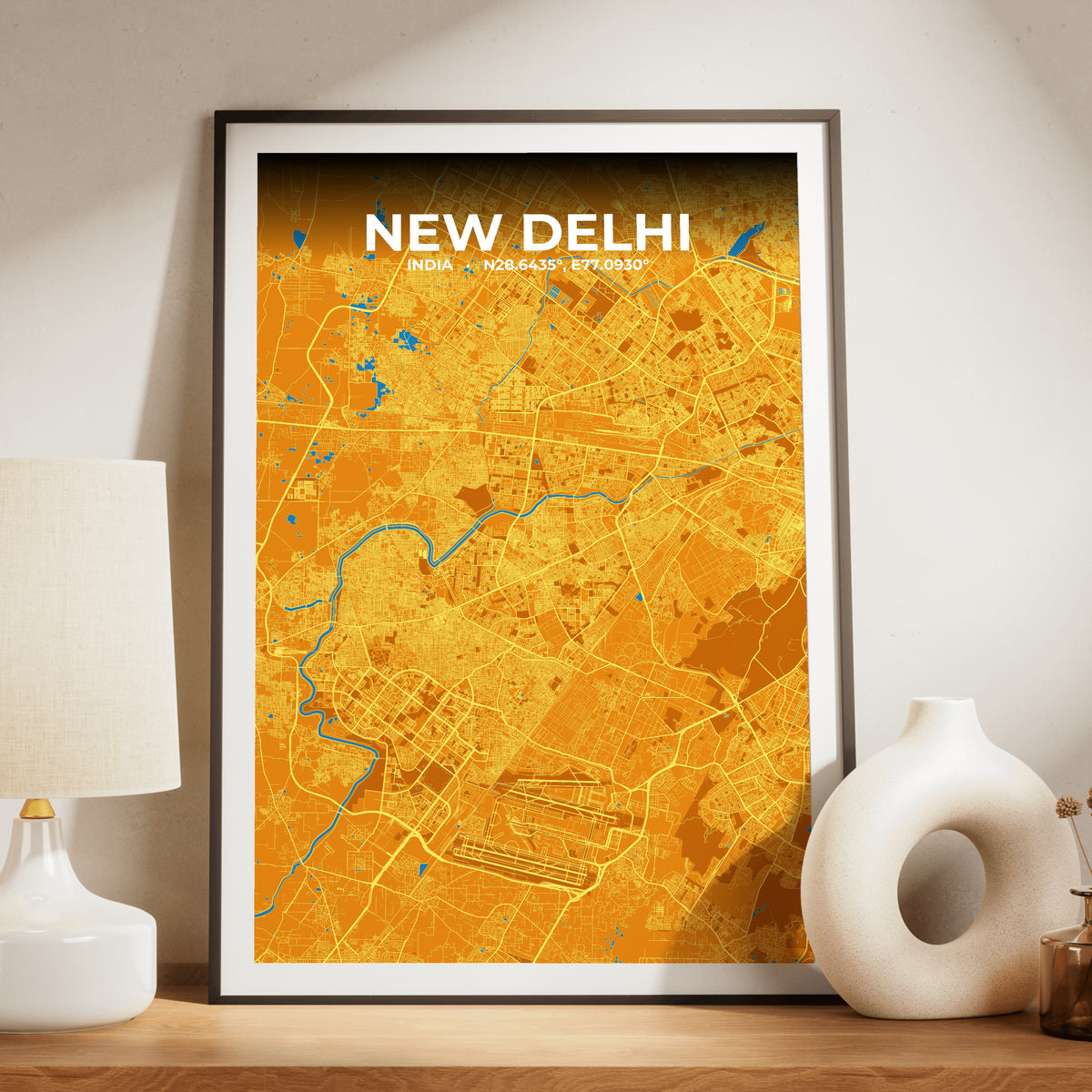 New Delhi Scorch Map Poster