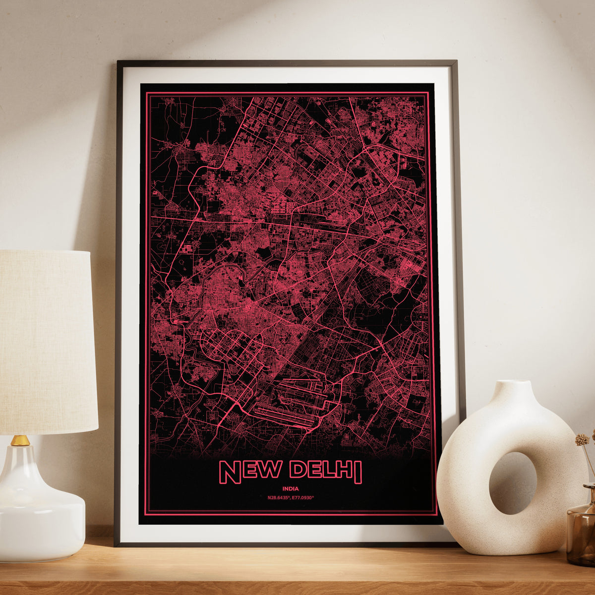 New Delhi Phosphor Map Poster - System Alert