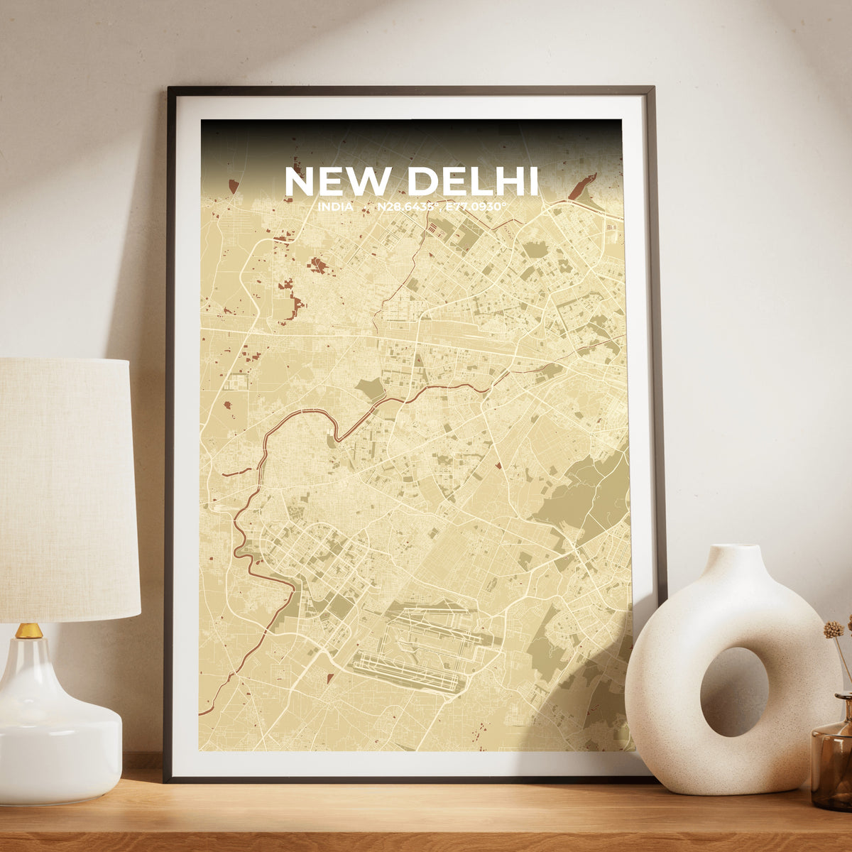 New Delhi Ember Map Poster