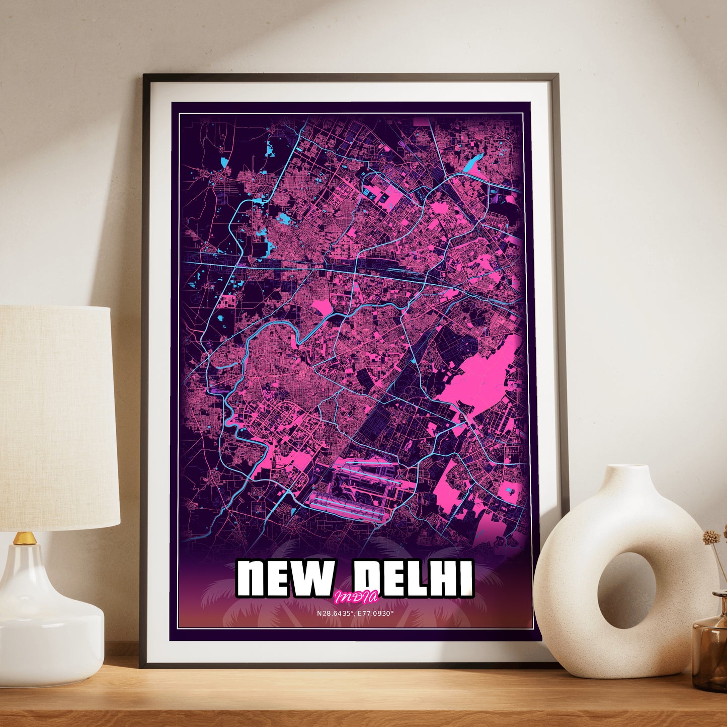New Delhi GTA Map Poster
