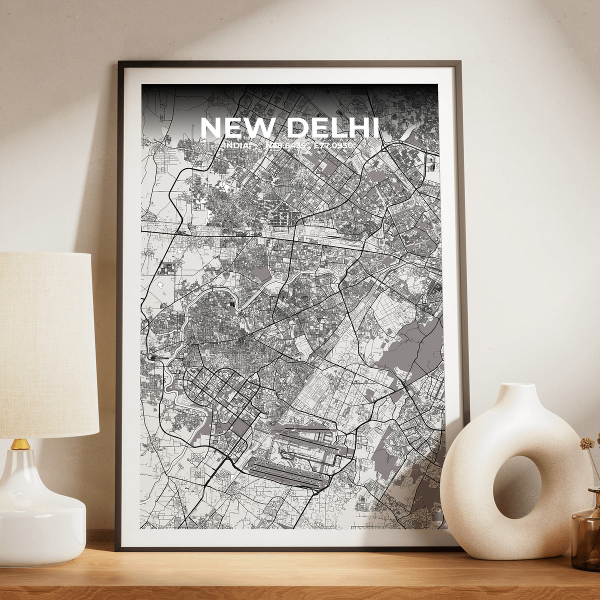 New Delhi Ash Map Poster