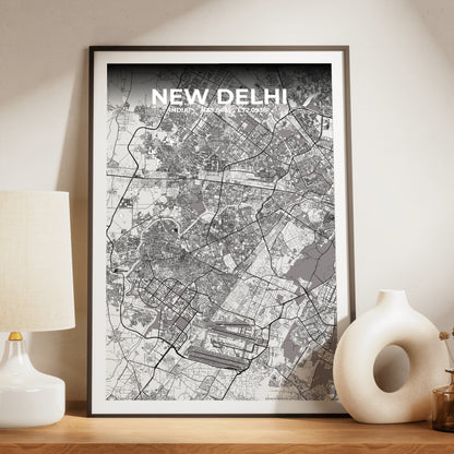 New Delhi Ash Map Poster