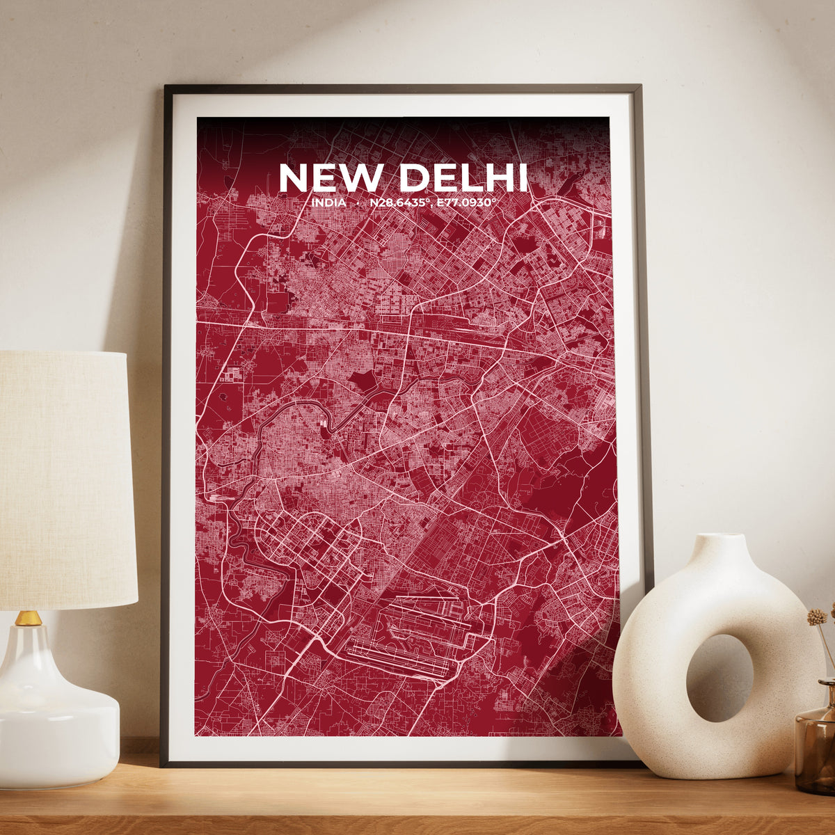 New Delhi Garnet Map Poster