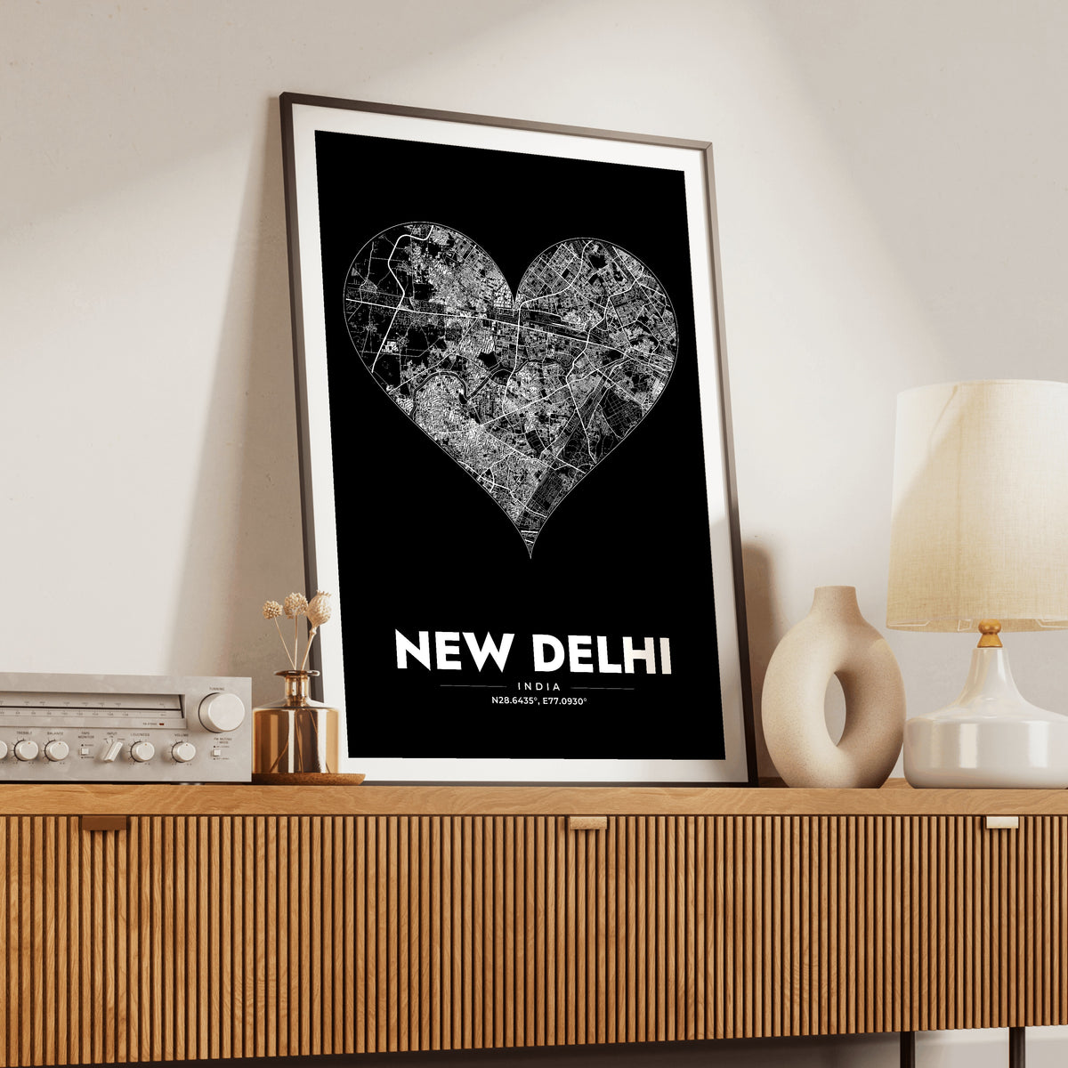 New Delhi Heart Map Poster