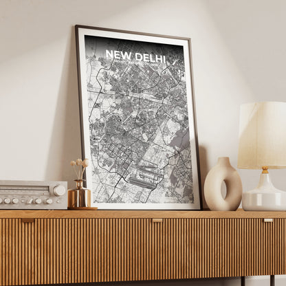 New Delhi Ash Map Poster