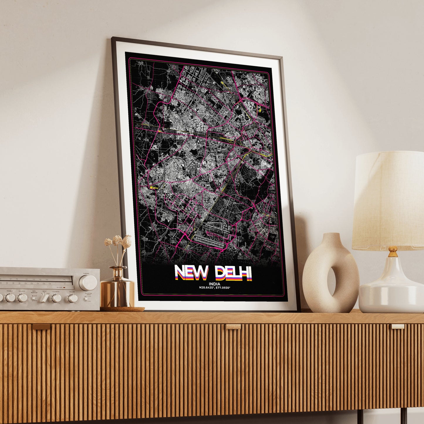 New Delhi Retro Map Poster
