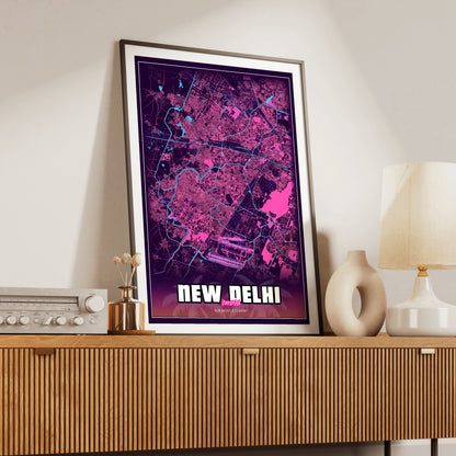 New Delhi GTA Map Poster